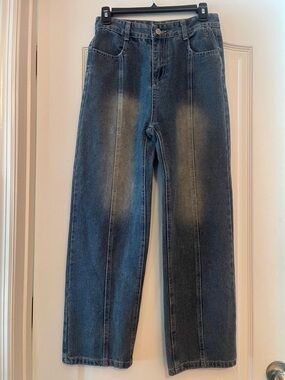 High-Rise Wide Leg Jeans - Washed Blue
